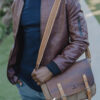 کیف دوشی ترکیب چرم و برزنت زنانه مدل باوین